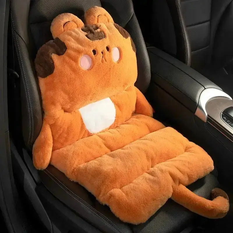 Cute Bear Car Seat Cushion with Lumbar Support, Soft Plush Auto Seat Cover Pad, Cozy Warm Driving Seat Protector, Comfortable Height Boost Cushion for Car Interior Decor, Winter Travel & Daily Commute sohochic