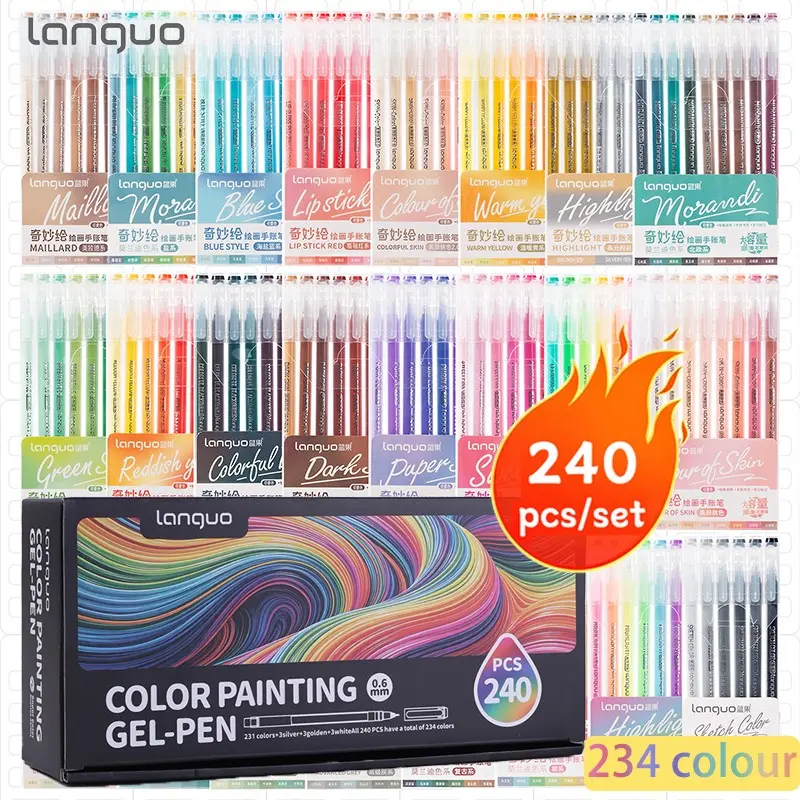 Blue Fruit Multicolor Fine Liner Pens, 0.6mm Tip, 240-Piece Set, Perfect for Sketching, Coloring, Art Supplies, Handmade Journaling Tools