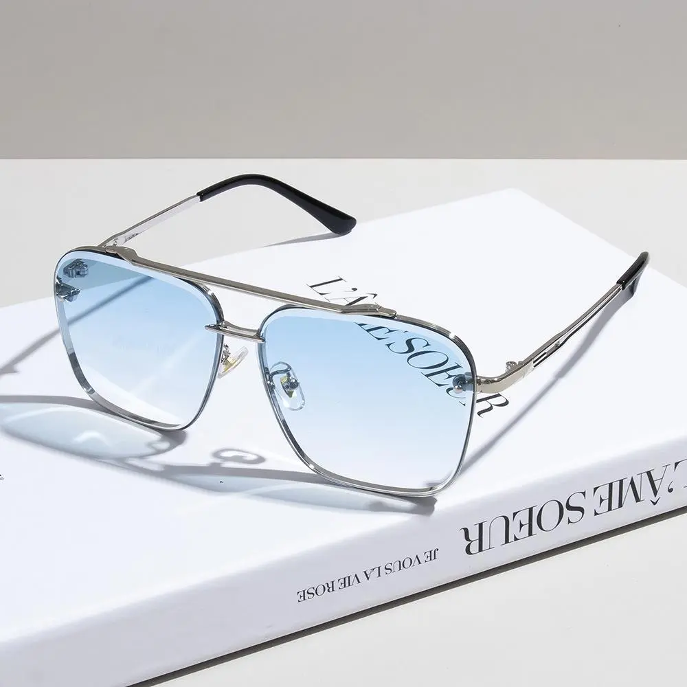 Men's Aviator Sunglasses, Contemporary Rimless Metal Frame with Broad Spectrum UV400 Protection, Lightweight Shades for Driving & Outdoor Wear, Aviator Glasses Men's Sunglasses, Broad Spectrum Uv Protection Men's Sunglasses