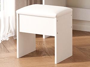 Makeup Vanity Desk with Smart LED Mirror & Charging Station 35.4" White Vanity Table Set with Cushioned Stool 4 Drawers Hairdryer Rack Modern Bedroom Dressing Table White chair light