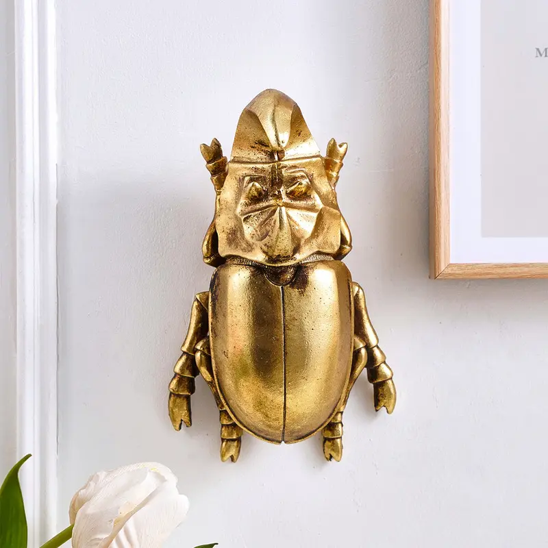 Resin material golden horn beetle home decoration craft wall hanging insect enthusiast's collectible ornament