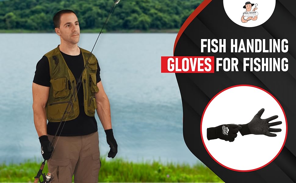 AGS Fish Handling/Cleaning Gloves Textured Grip Palm Soft Lining Fillet Gloves – One Size Fits Most L to XL