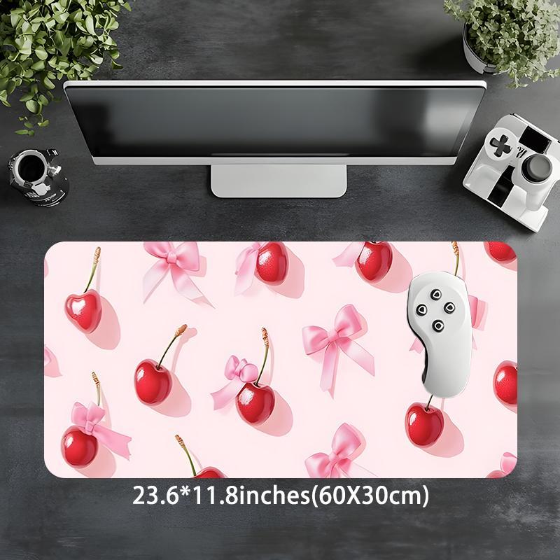 Cherry & Bow Unique Pattern Mouse Pad, Rectangle Gaming Mouse Pad, Office Desk Keyboard Mat for Home Office Game Room