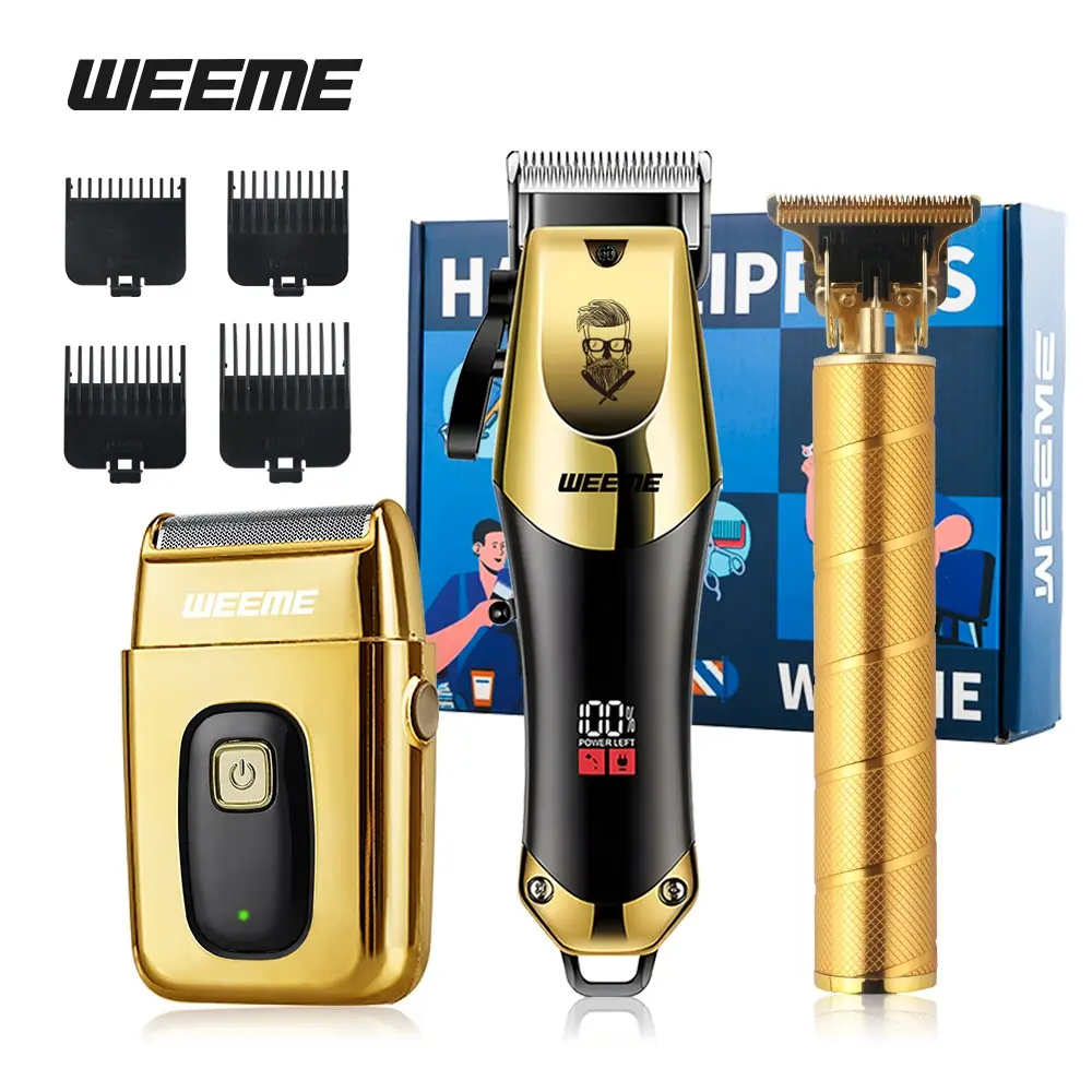WEEME Men's 3 In 1 Grooming Kit, Cordless Hair Clipper With Alloy Blade, T-Shaped Trimmer With Metal Body, LCD Display Shaver, Perfect For Haircut, Shaving & Beard Trimming, Ideal For Home Travel And Business Trip
