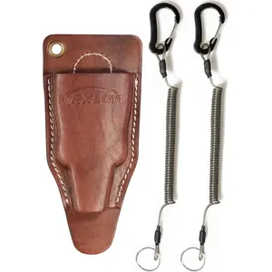 Fishing Pliers Holster with Retractable Lanyard, Universal Fit for Most Sea Fishing & Wild River Lure Tongs Leather Accessories