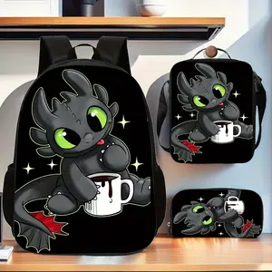 3pcs Dragon Backpack Set Compatible for & - Large Book Bag, Handbag & Pen Case with Laptop Compartment, Lightweight School Bag Organizer for,, Men & Women