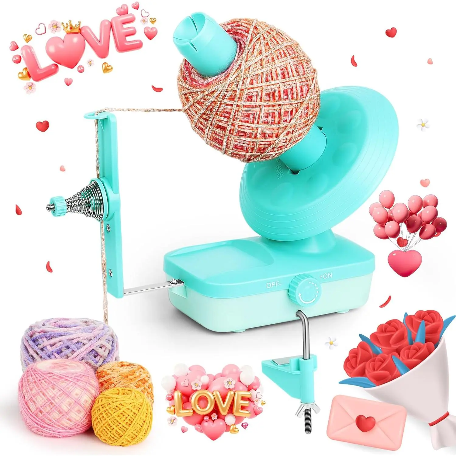 Electric Yarn Winder for Crocheting-Automatic Crochet Yarn Ball Winder for  Neat Cakes-Stepless Speed with  Tension, -Free Knitting  for Seniors with  Hands(Green)