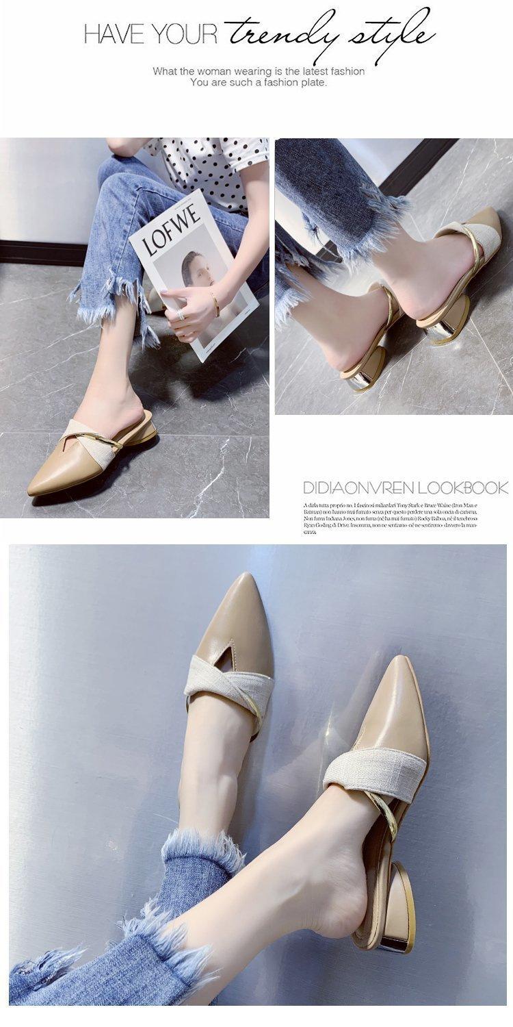 2025 New Women's Closed-Toe Mule Shoes, Fashionable Summer Slip-On Casual Flats, Low Heel Outdoor Slides