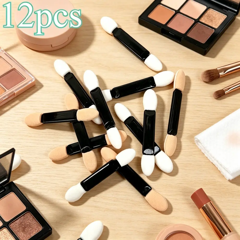 12Pcs Double Sided Eyeshadow Sponge Applicators Disposable Eye Makeup Brushes
