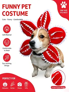 1PC-Stranger Things Man-Eating Flower Pet Cat and Dog Headgear, Halloween Weird Monster Dog Costume, Funny Flower Pet Headband, Adjustable, Suitable for Halloween Dress-Up and Daily Photos