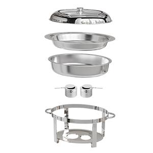 ROVSUN 2/4 Packs Oval Chafing Dish for Buffet, 6QT Stainless Steel Chafing Dish Buffet Set with Glass Lid, Chafers and Buffet Warmers Sets for Party, Catering, Wedding, Banquet, Graduation