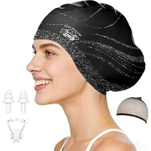 -Large Swim Cap with Waterproof Ear-Covering for Long, Thick Curls, Dreadlocks, Braids, and African Hairstyles