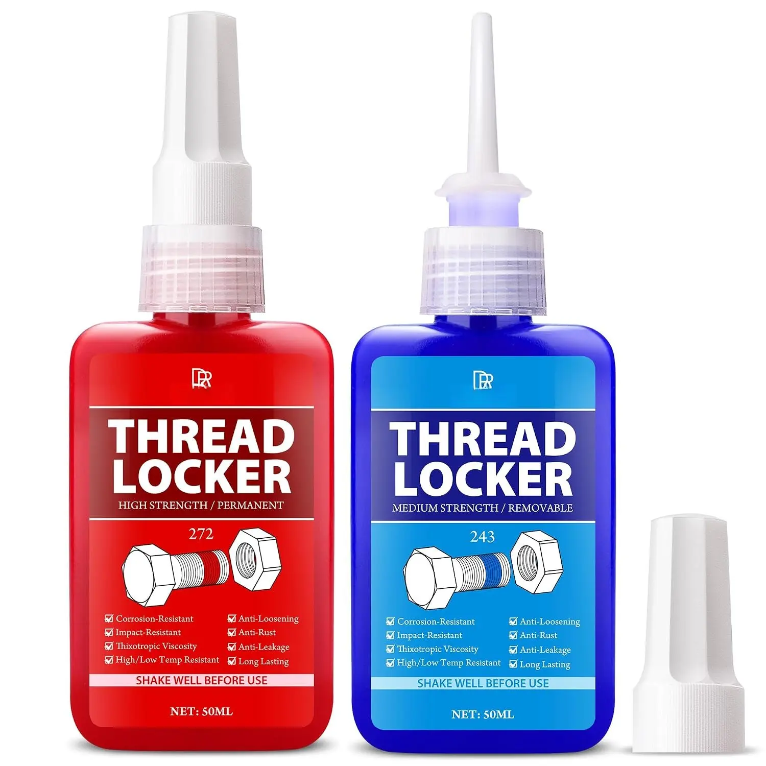Thread Lock Kit (272 & 243) - 3.38 oz/100ml Medium &  Strength Removable Threadlocker - Secure Nuts,  & Fasteners - Prevents Loosening, Leakage &  - Anaerobic Curing Thread Locker