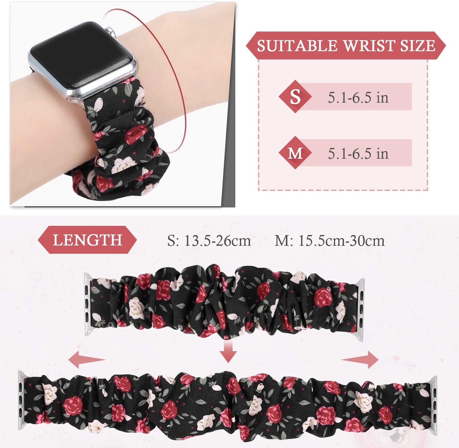 Scrunchie Strap for Apple watch band 10 42mm 46mm 40mm 41mm 45 44 38 Elastic Nylon bracelet iwatch series 11 5 6 7 8 9 SE ultra2