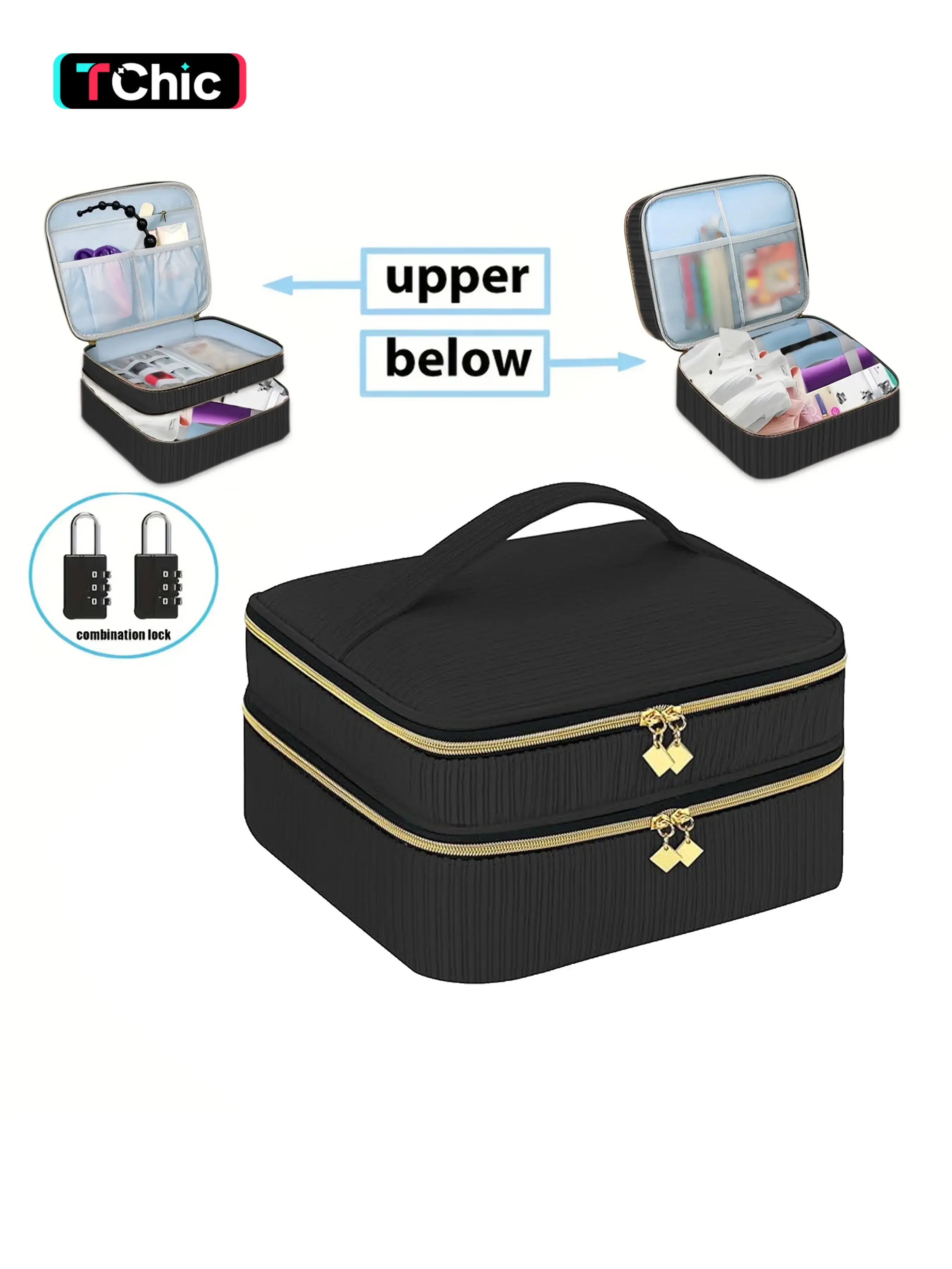Locking Storage Box Travel Bag for Toys Storage Bags, Hidden Storage, Discreet Bag for Toys, Anti Theft Storage, Foldable Lockable Adult Toy Organizer for Discreet Storage, Travel Organization Pouch