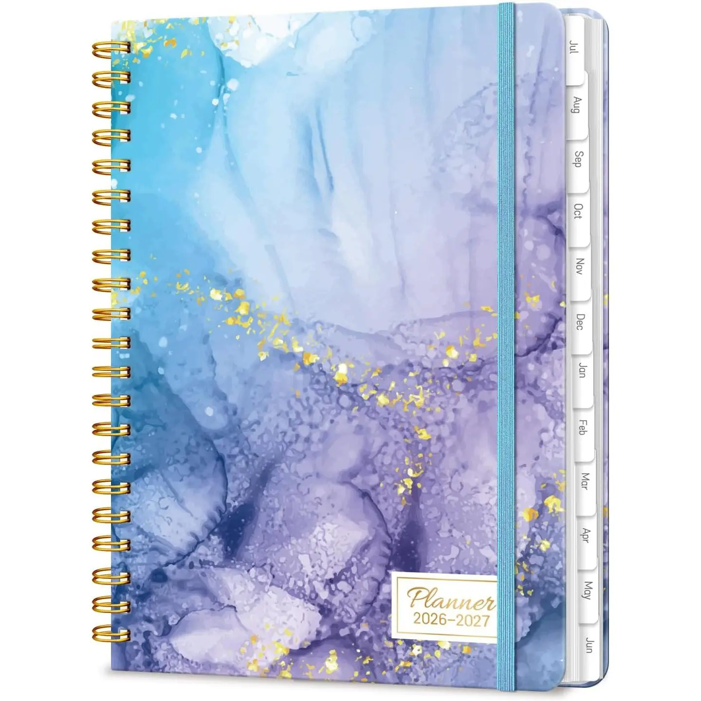 Academic Planner 2026-2027, Daily Weekly and Monthly Agenda Planner 6.18" x 8.5" with Tabs, 12 Months Spiral School Year A5 Calendar from Jul.2026 to Jun.2027 for Student and Teacher (Blue Marble)