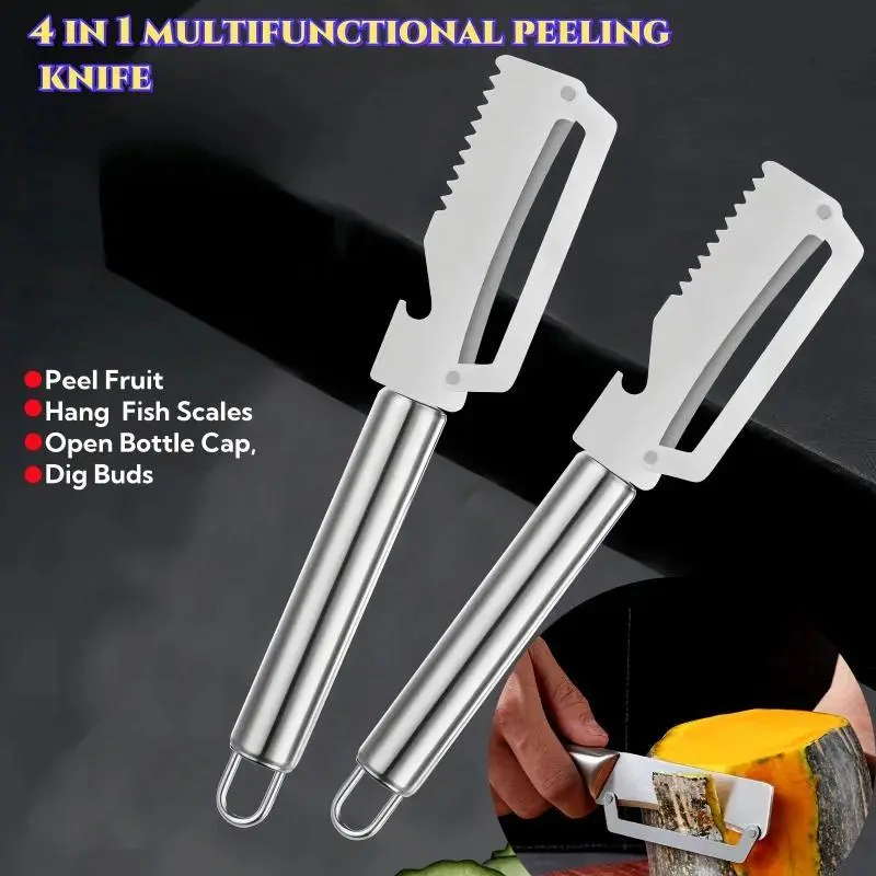 1Pcs Stainless Steel Mango Cutter Peeler for Quick Safe Fruit Peeling Pit Removal Multi-Functional Kitchen Tools for Home Office