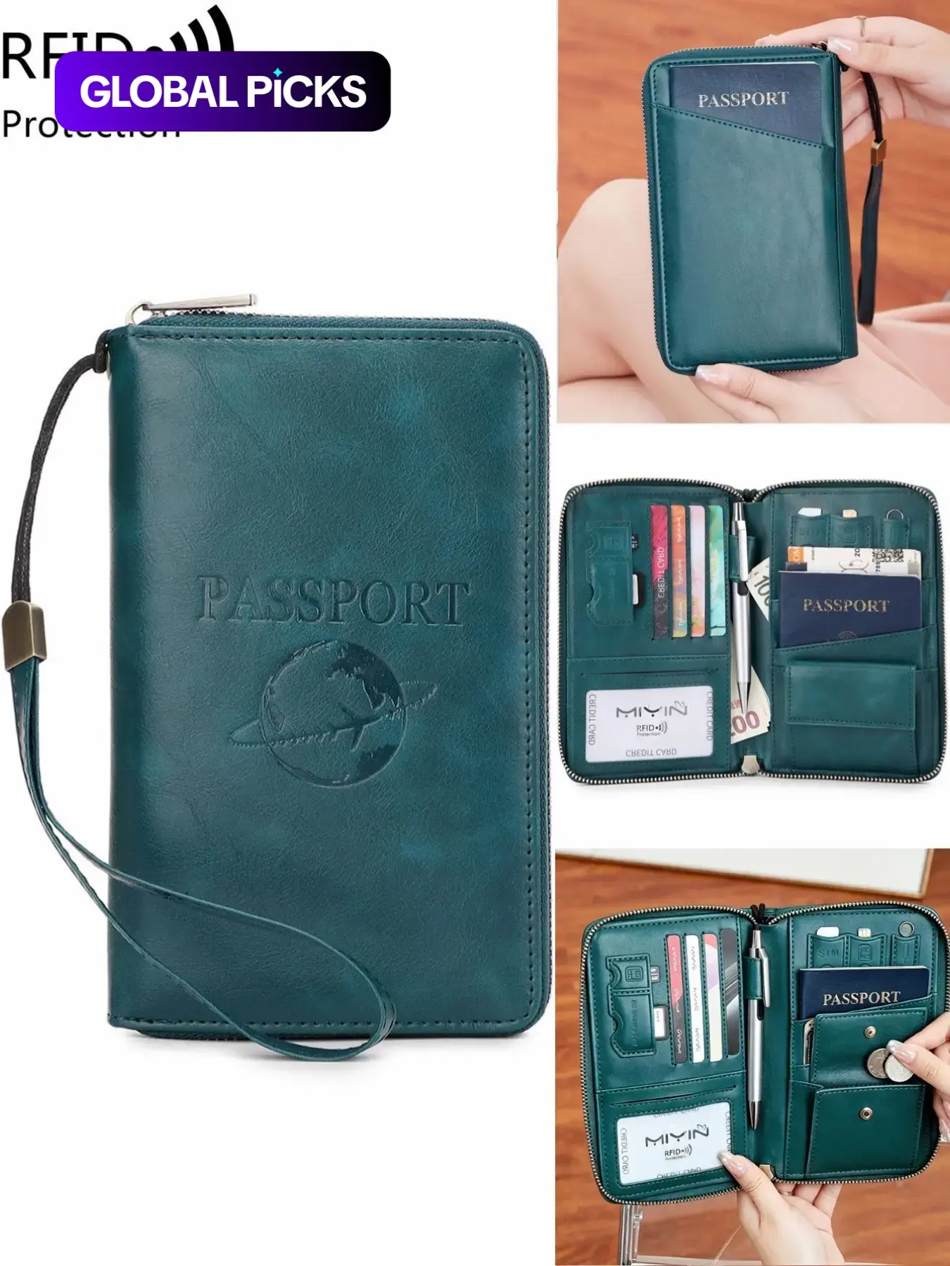 Multifunctional Passport Cover, Passport Protector, RFID Blocking Passport Holder with Multiple Card Slots, PU Leather Passport Case with World Map Pattern, Multiple Colors Available, Durable & Secure, Ideal Travel Essential