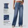 Halara Flex™ Asymmetric High Waisted Washed Casual Baggy Jeans with Pockets