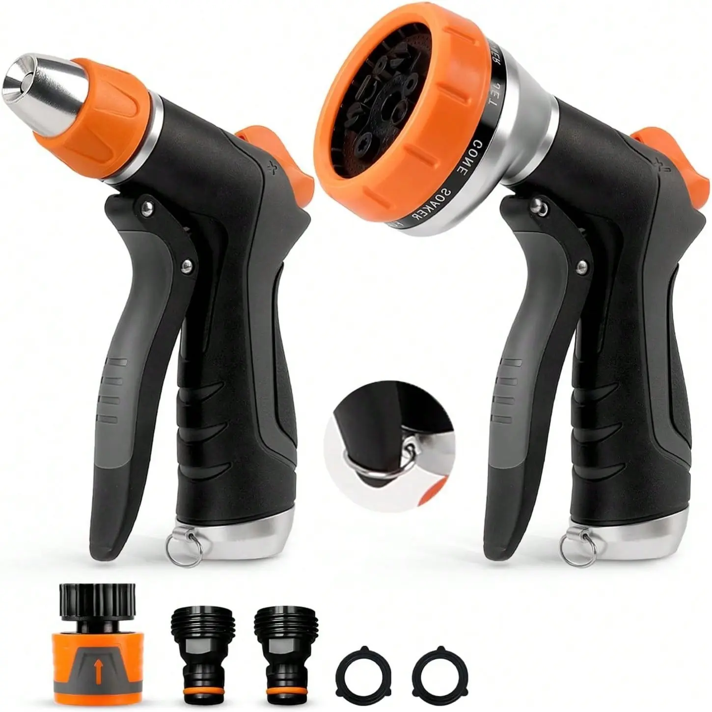 2-Pack Garden Hose Nozzles, High-Pressure Sprayer with 10 Spray Modes, Lightweight Rust-Resistant Handheld Gun, Ideal for Gardening