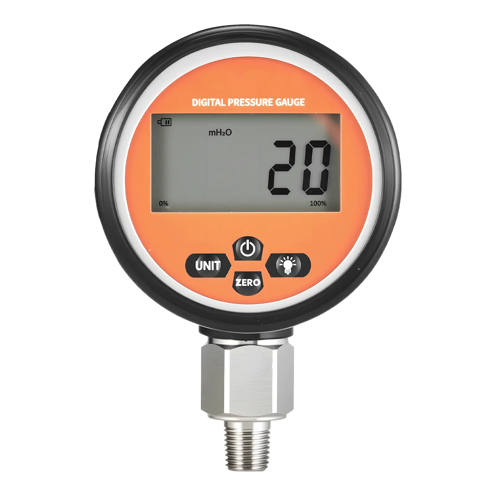 Digital Hydraulic Pressure Gauge, 10000 PSI Max Pressure Gauge Value, Stainless Steel Housing, Versatile Applications