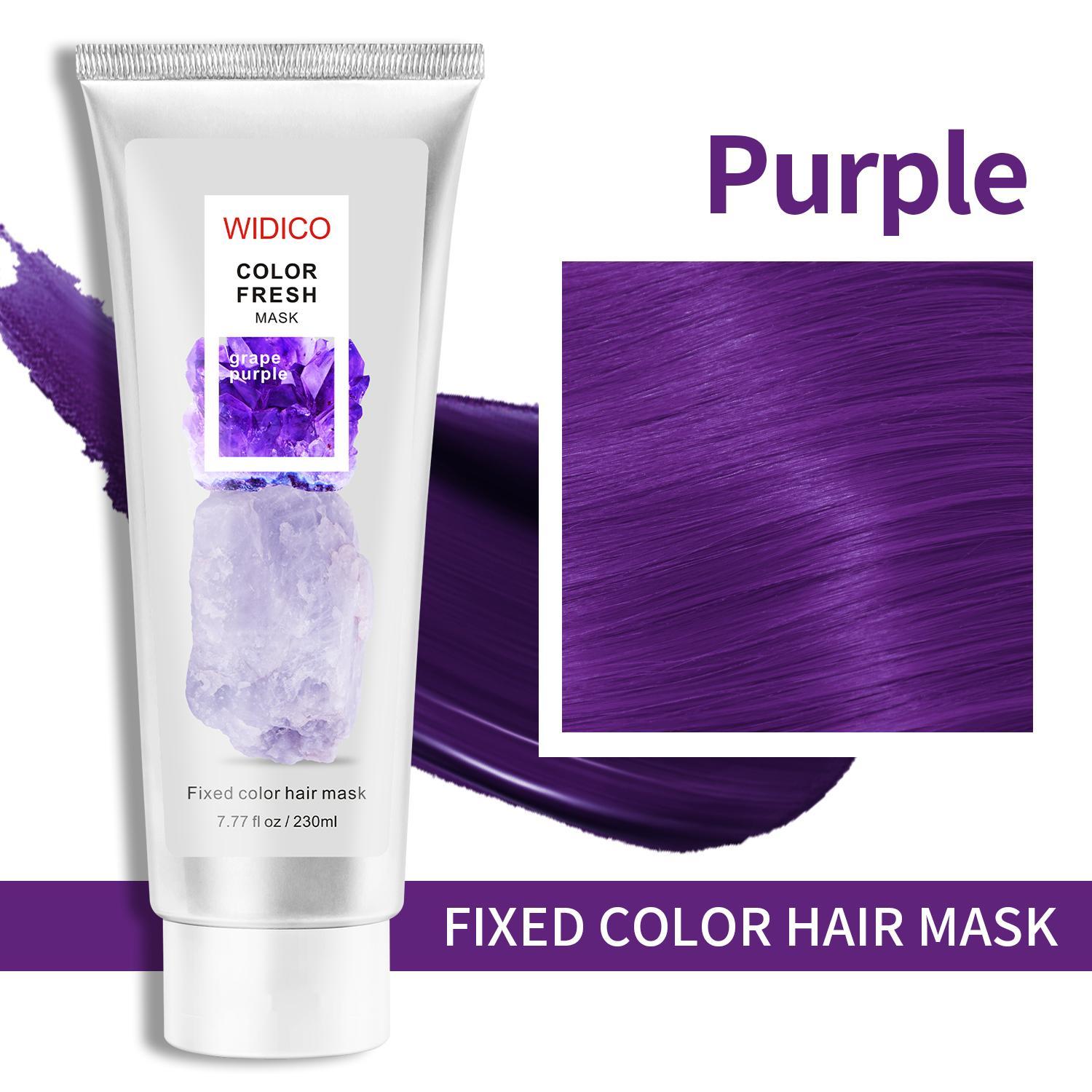 230ml, purple color-enhancing hair mask, conditioner, specially designed for dyed hair, quickly repairs faded hair, and fixes dryness, breakage and split ends caused by hair dyeing. Plant-based formula, non-irritating, suitable for all hair types