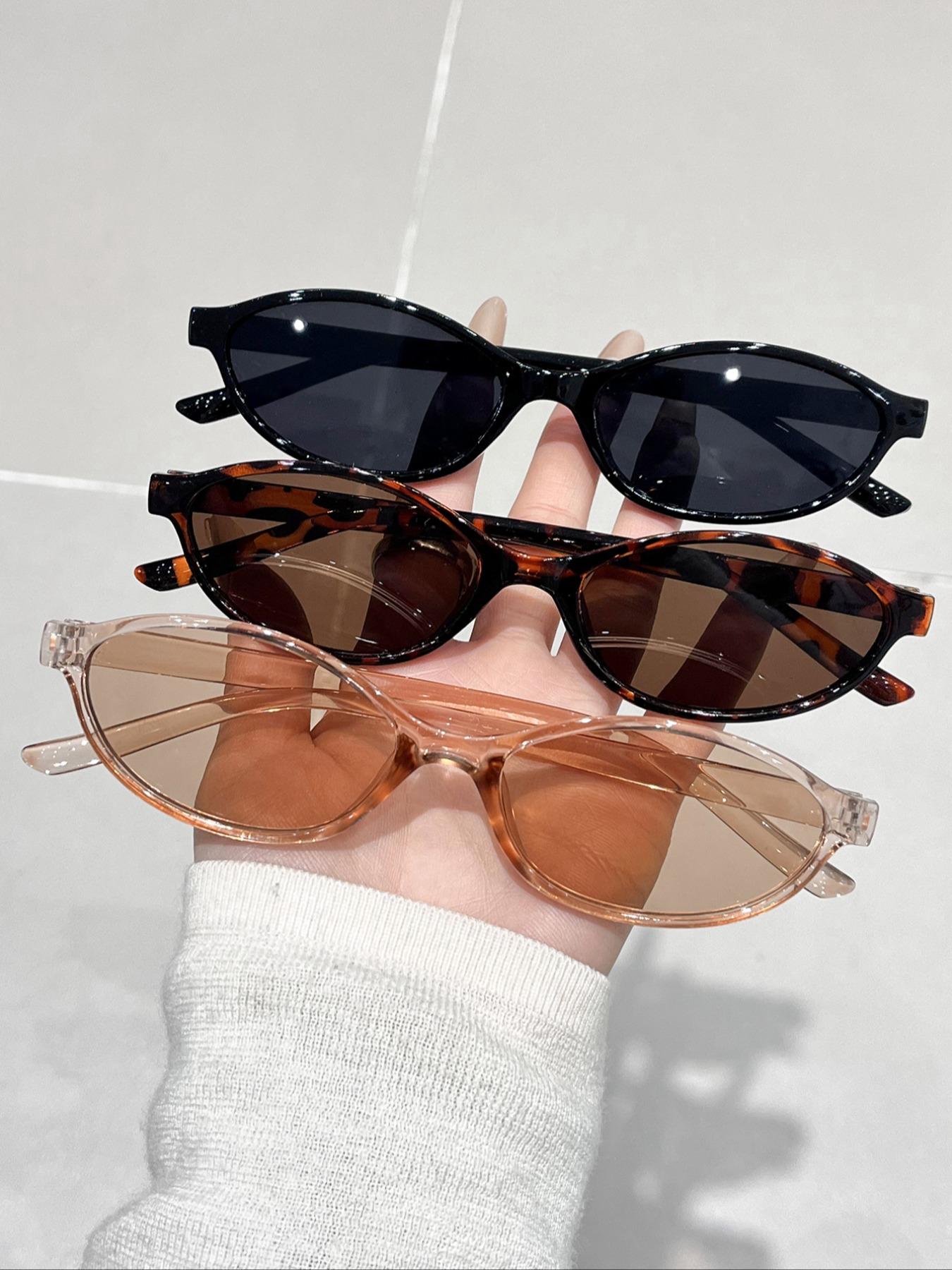 Women's Trendy Tinted Lens Oval Frame Sunglasses, Vintage Casual Sunglasses for Everyday Use, Fashion Accessories for Outdoor Activities, Trendy Beach Eyewear