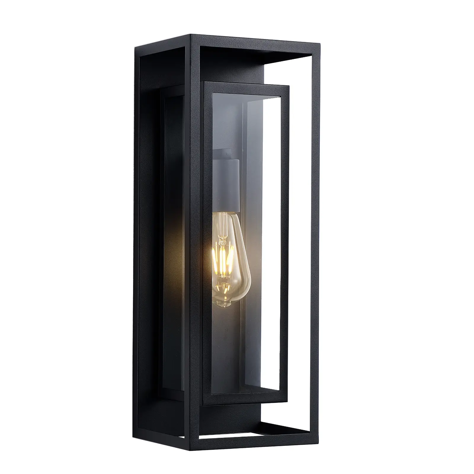 ARCH 18-Inch Large Outdoor Wall Lantern Light Fixture, 2-Pack Black Iron Waterproof Anti-Rust Exterior Wall Sconce with Clear Glass, E26 Socket, IP65 Rated Porch Light for Entryway, Patio, Garage, Balcony, Farmhouse Decor, Black Color Options