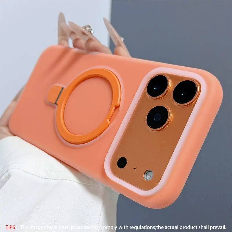 Magnetic suction folding, Foldable integrated bracket liquid silicone jelly color Aesthetic Casing suitable for iPhone 17, 16, 15 Pro Max wireless charging MagSafe, anti drop design, Shockproof, lightweight and skin feel, protective case Cover