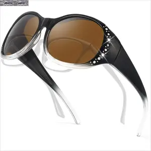 Unisex Over-Glass Sunglasses - Polarized UV400 Oversized Anti-Glare Prescription-Compatible Protective UV-Blocking Women's Fashion Shades for Driving & Outdoor Activities, Over-Glass Women's Sunglasses, Prescription-Compatible Women's Sunglasses