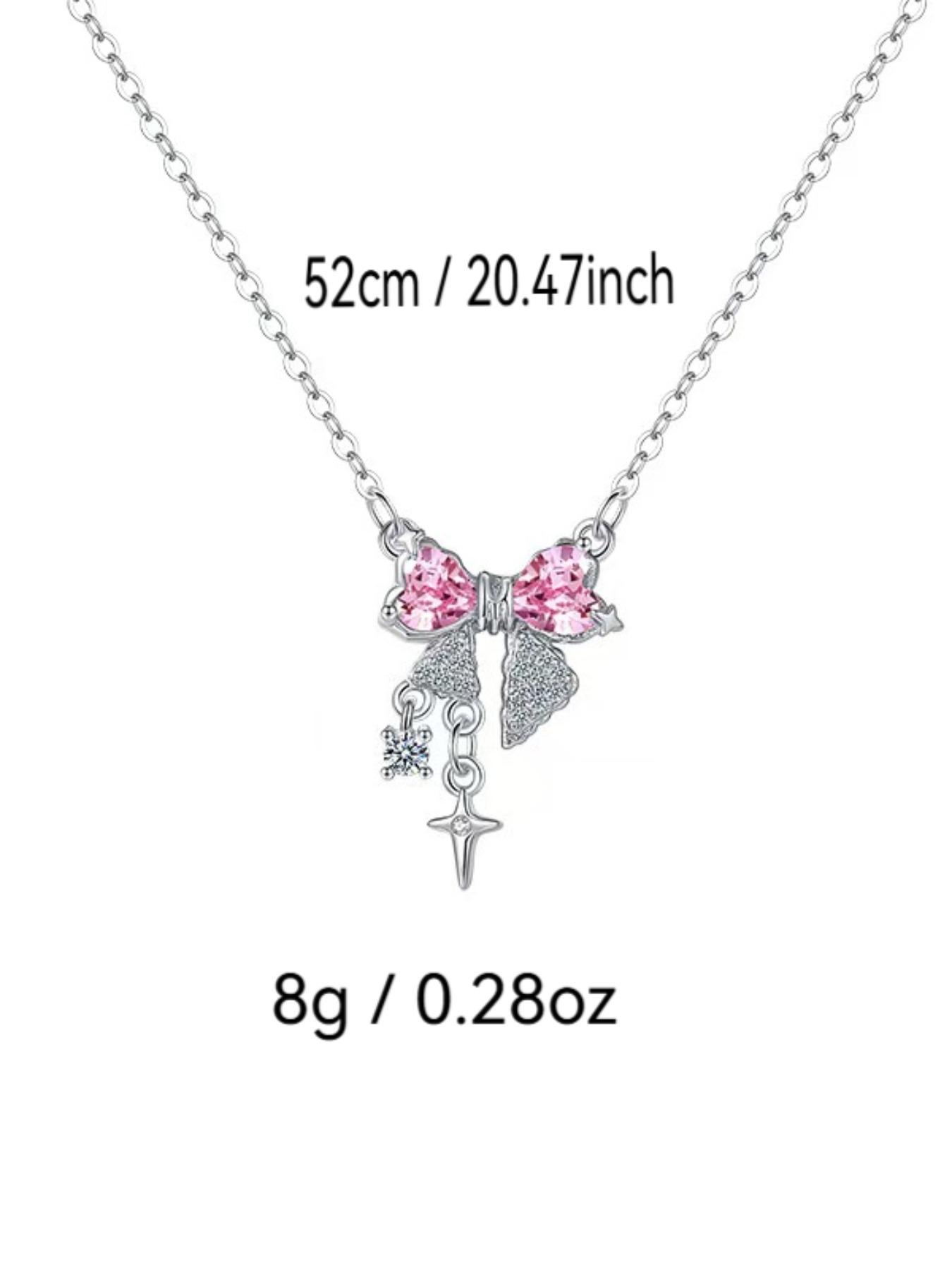 Women's Elegant Bow Design Pendant Necklace, Sparkling Rhinestones Chains, Daily Clothing Decor, Trendy All-match & Exquisite Jewelry for Birthday Gift, Daily Wear Necklace, Bling Necklace, Dainty Necklace