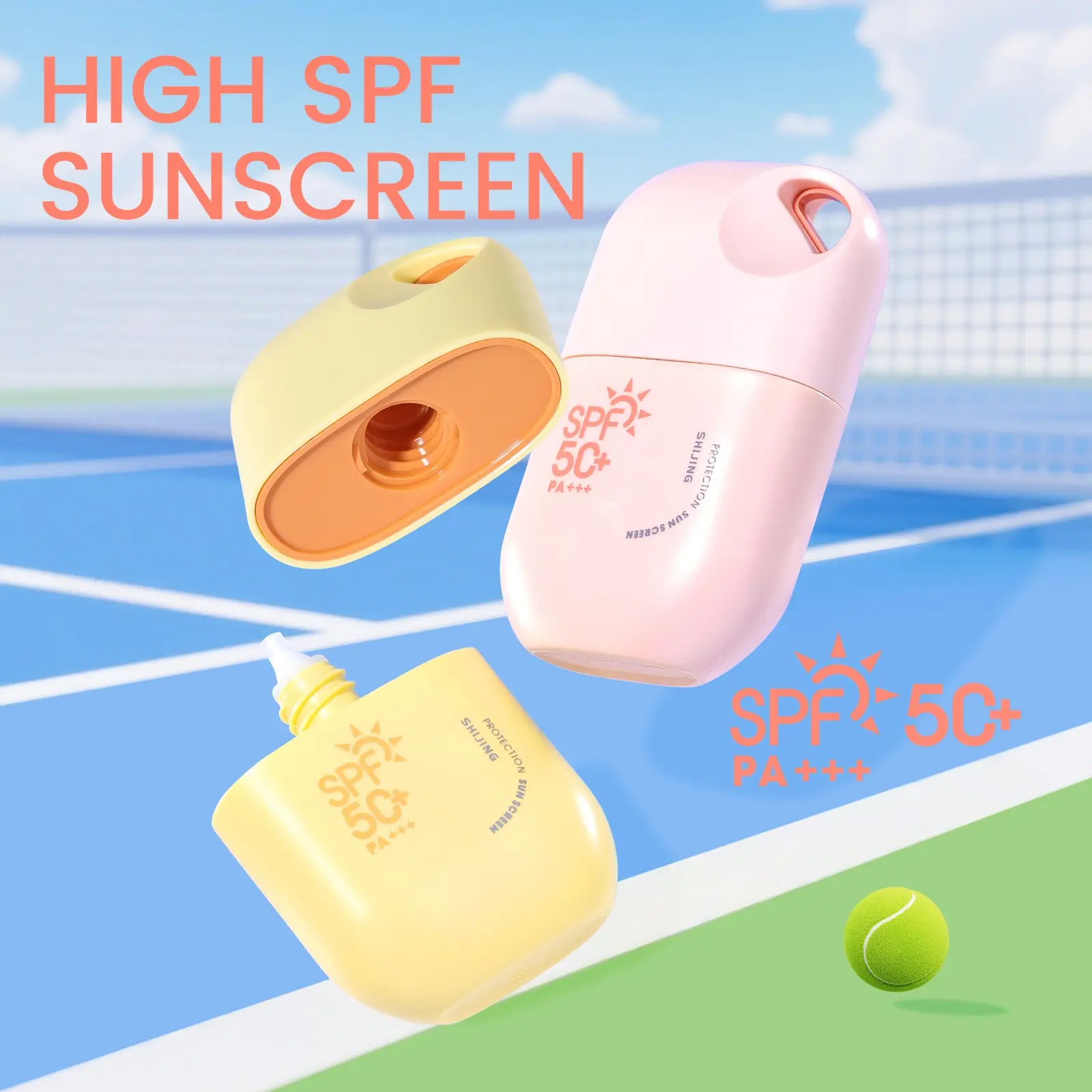 Refreshing Water-Based Sunscreen, Face Body Full-Body Use, Neck Hands Feet Portable Bottle, Lightweight Non-Greasy, Outdoor UV Protection