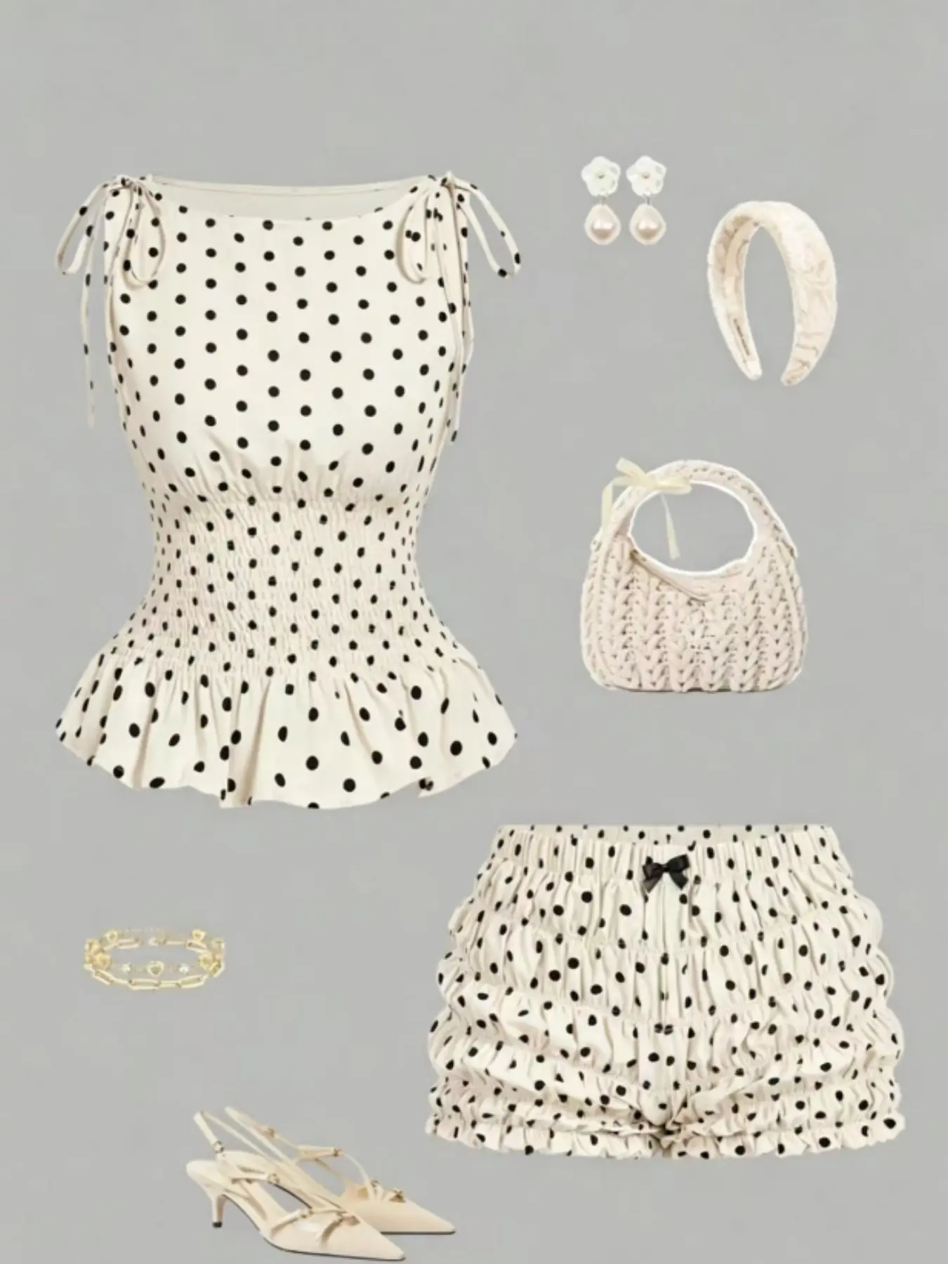 2-Piece Summer Women's Polka Dot Halter Crop Top and Shorts Set, Slim-Fitting Casual Holiday Beach Party Suit for Ladies