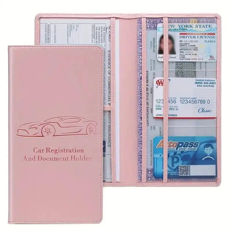 Car Registration & Insurance Card Holder, Multi-grid Car Registration Document Holder, Portable Car Interior Accessories for Women & Men