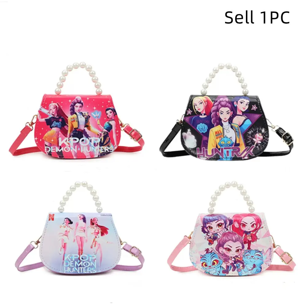 Cute Girls Crossbody Bag with Pearl Handle, Small Shoulder Purse for Kids, Childrens Bag, Lightweight Fashion Handbag for Travel, Party, School, Holiday Gift, Doll Accessory Included, Adjustable Strap, Convertible Shoulder & Crossbody Bag