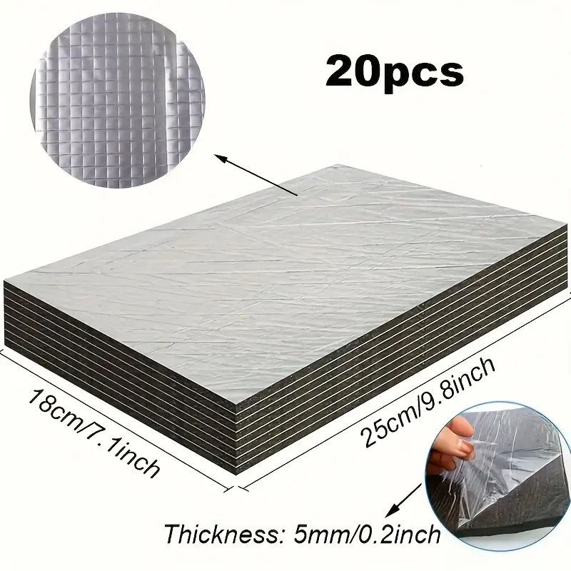 20 Pack Car Soundproof Heat Insulation Pad High Temperature Resistant Engine Hood Insulation Cotton with Adhesive Backing Easy Installation