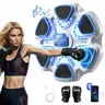 Wall Mount Music Boxing Machine - Adjustable Height Compact Smart Training Equipment, A Set（Have Boxing Gloves）) with 2 Velcro Straps, 9 speeds, Bluetooth Music Playback, LED Display, fits rooms & offices, for Adults (W-Blue)