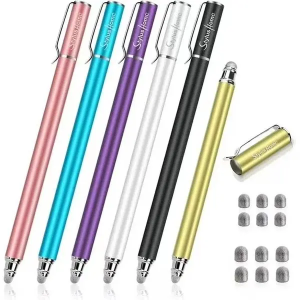 2-in-1 All Capacitive Stylus Pen Set - High Sensitivity, Smooth Writing, Dual Fiber Ends, 12 Extra Replaceable Fiber Tips, Universal for Touchscreen Phones, Tablets, Computers, Electronics Protection Accessory, Smartphone, Android, Multicolor, Birthday