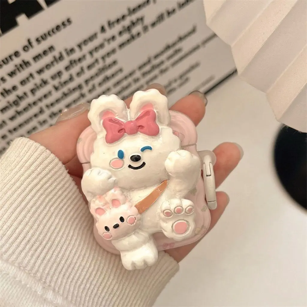 Cute Cartoon Bunny Earbud Case for Apple AirPods 4th Gen, Fashionable Durable Drop-Proof Cover, Perfect Fit for AirPods Pro 2/3