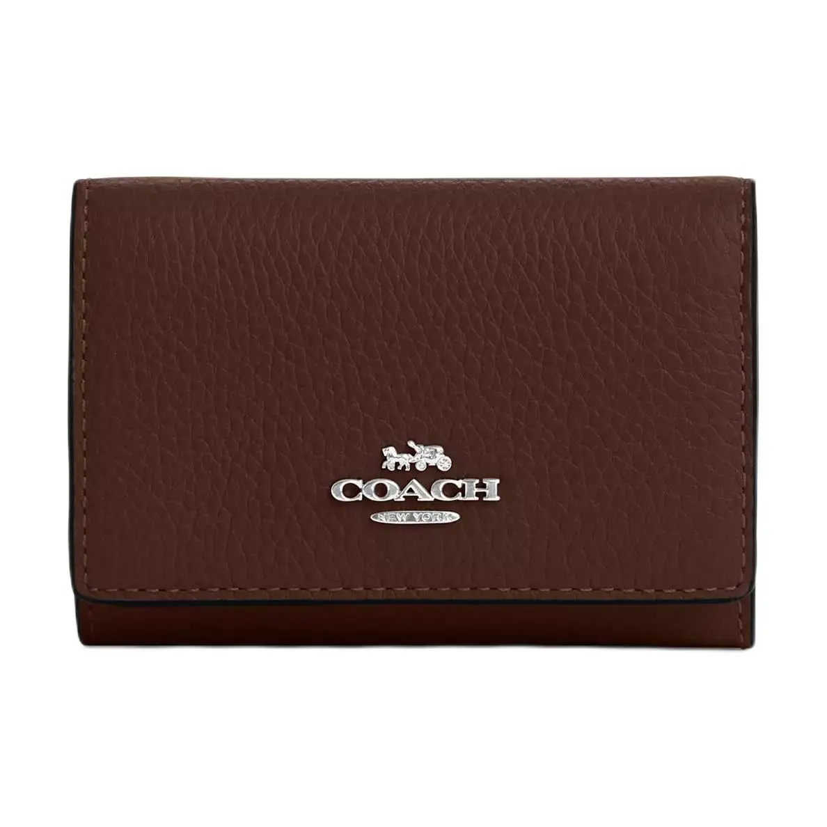 Coach Micro 11 Logo Snap Wallet for Women, Pebbled Leather, Classic Style, Maple Color