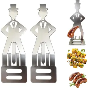 Hot Dog Holder – Funny Hot Dog Holders for Grill, 2 Pack Stainless Steel Sausage Stand, Reusable Hot Dog Holders for Grilling, Great for BBQ, Party, Camping, Gift for Grill Man & Dad (B)