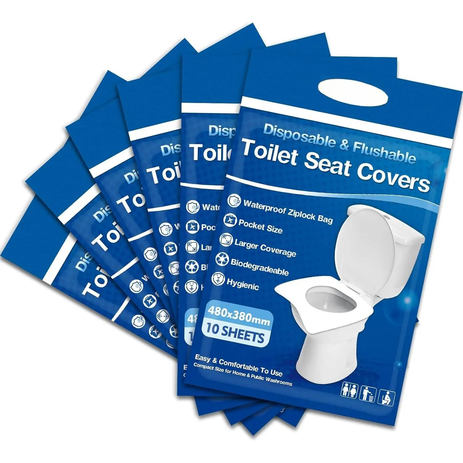 Toilet Seat Covers Disposable - 60 Pack XL Flushable Paper Toilet Seat Covers for Adults  Potty ,  Travel Essential Accessories for Public Restrooms Airplane Camping