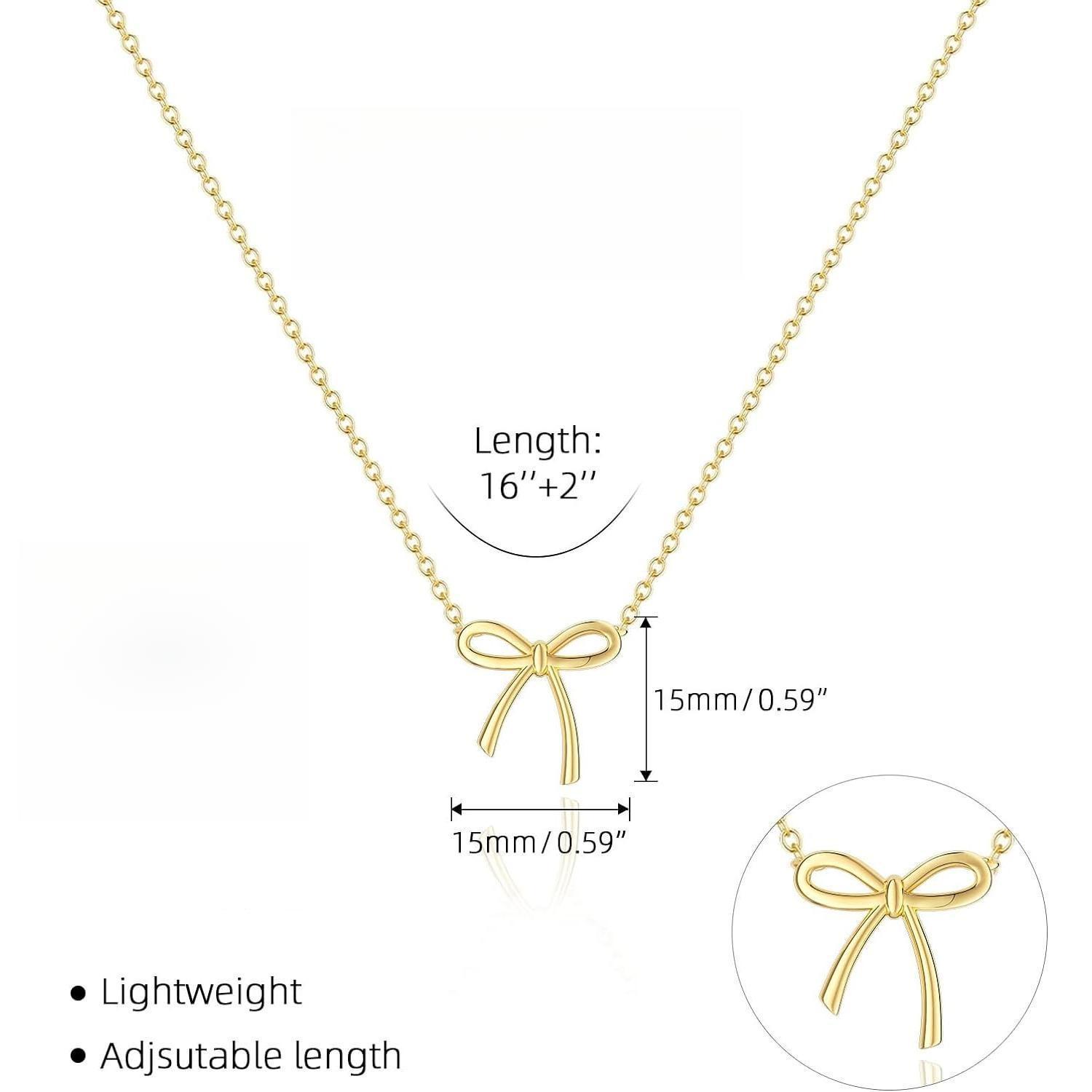 DB- Bow Necklace-an exquisite, dainty, and petite bow-pendant clavicle chain.A trendy fashion staple and a perfect jewelry gift crafted exclusively for women; leading the latest trends and offered as a special, curated selection.-DB