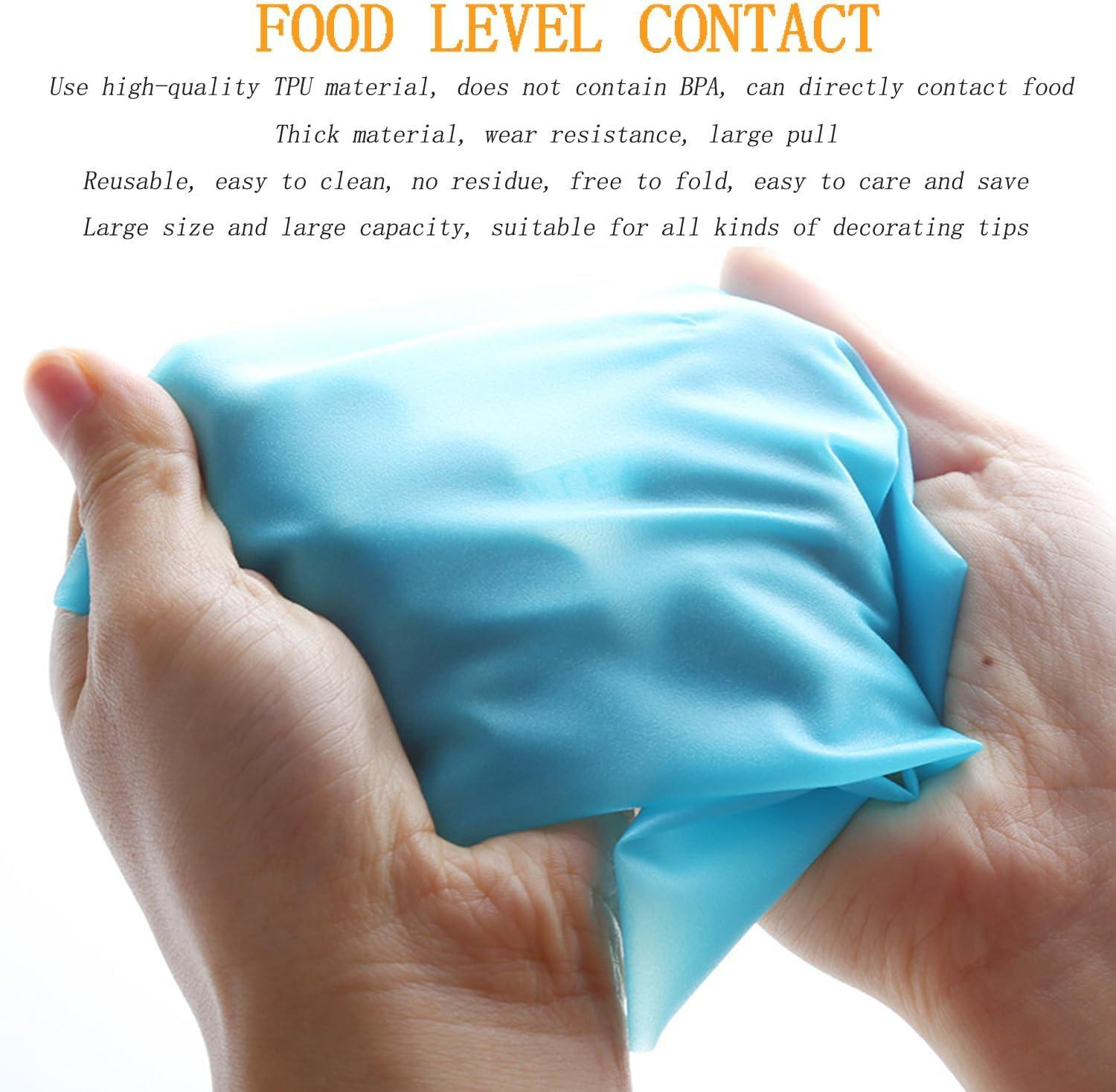 Reusable Piping Bags & Tips Set – 3 Sizes Silicone Pastry Bags (12’’+14’’+16’’) with Icing & Frosting Tips, Complete Cake Decorating Kit for Cupcakes, Cookies, Deviled Eggs & Baking Accessories