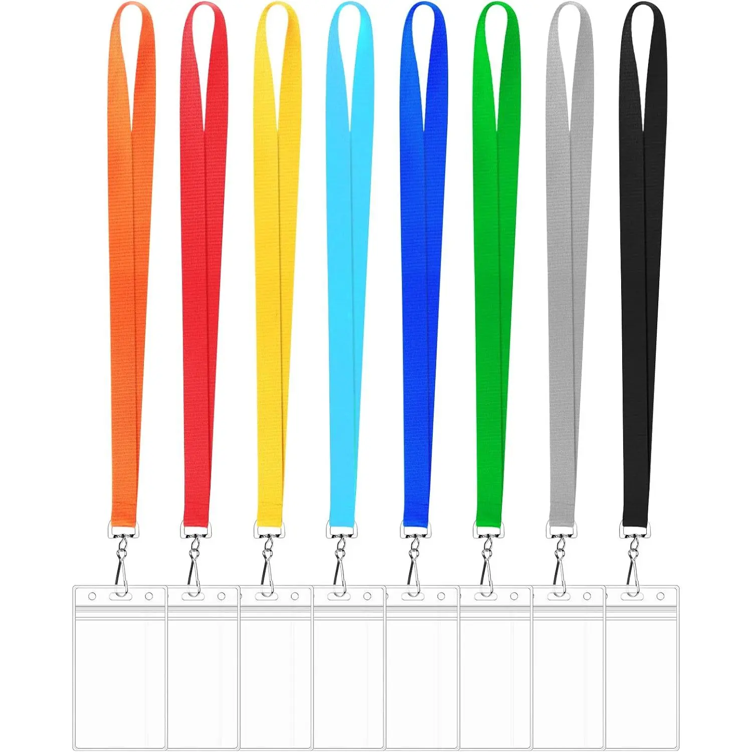 8 Pack Cruise Lanyard with  ID Card Holder, Colorful Solid Color Durable Badge Card and Carnival Sail ( Rainbow 8 Colors)