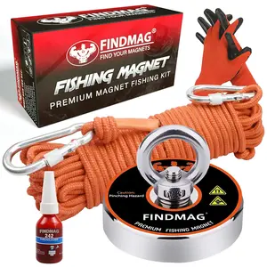 Super Strong Neodymium Fishing Magnets Kit, 500 LBS Pulling Force Magnetic Fishing Kit, Diameter 2.36 inch(60 mm) Magnets for Retrieving in River and Magnet Fishing