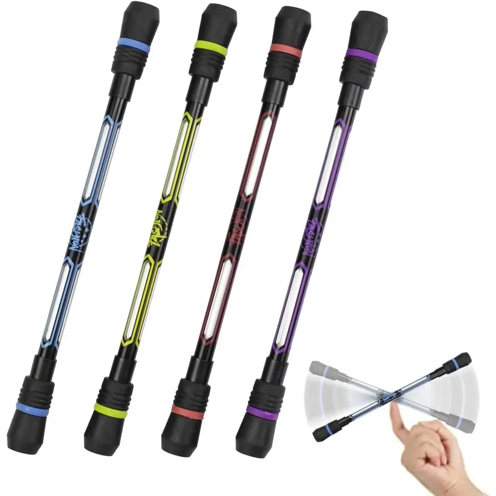 4 count Pen Spinning Cool Spinning Pens Stationery Set, Black Ink, 0.5 mm | Pen Spinner for Women Men Student Gifts, Rolling Finger Rotating Gaming Pen for Valentine's Day Adults Office Supplies Gifts