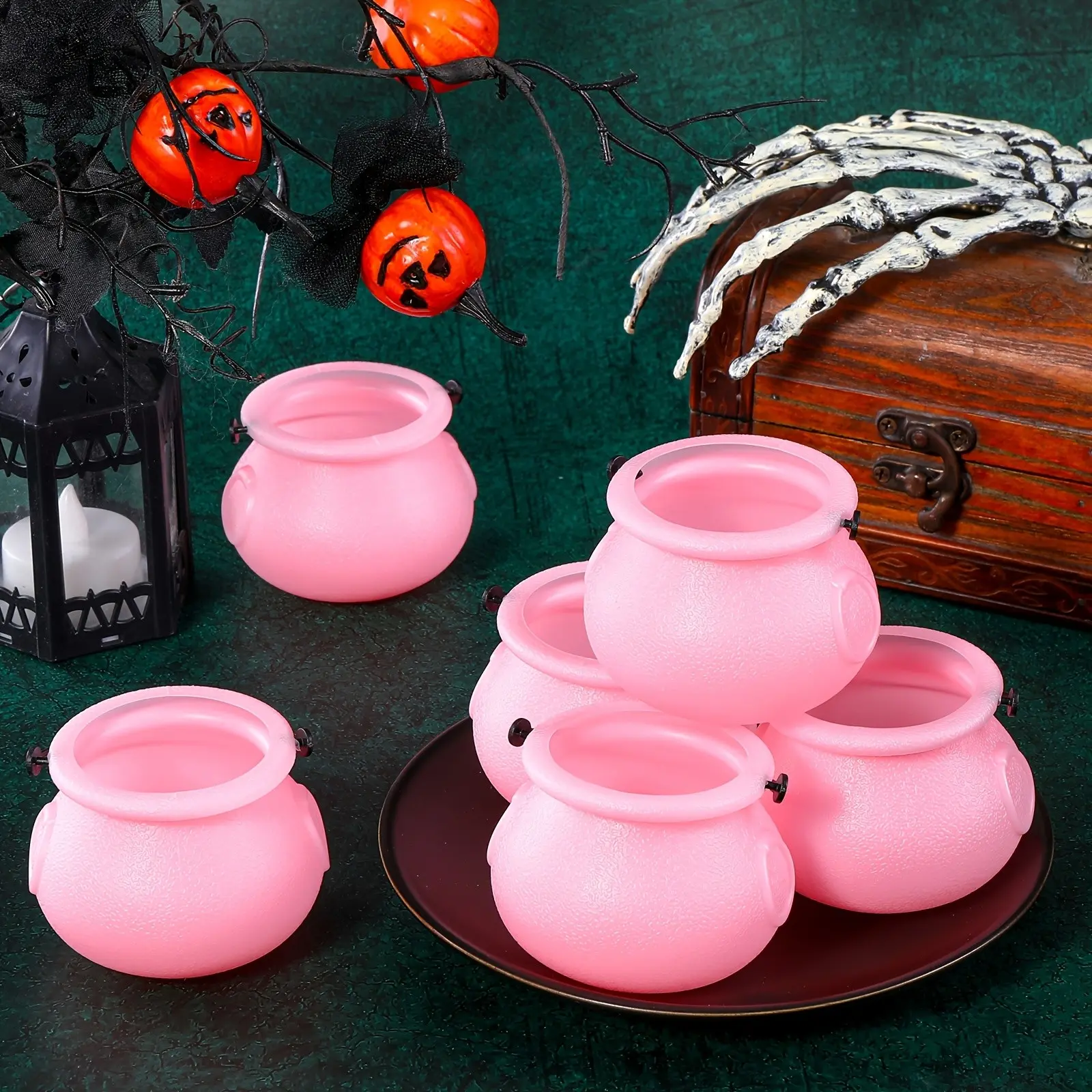 6pcs Mini Cauldron Set, Witch Magic Cauldrons, Halloween Party Decor Supplies, Mini Pot Ornaments, Not for Food Contact