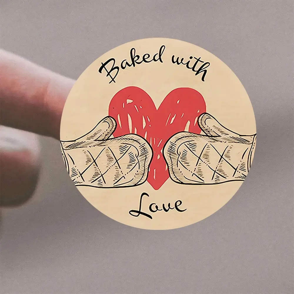 72 Love-Made Stickers, Vintage Kitchen Decor with Hearts, Baker Labels for Cookies, Cakes, Gift Wrapping, Party Gifts
