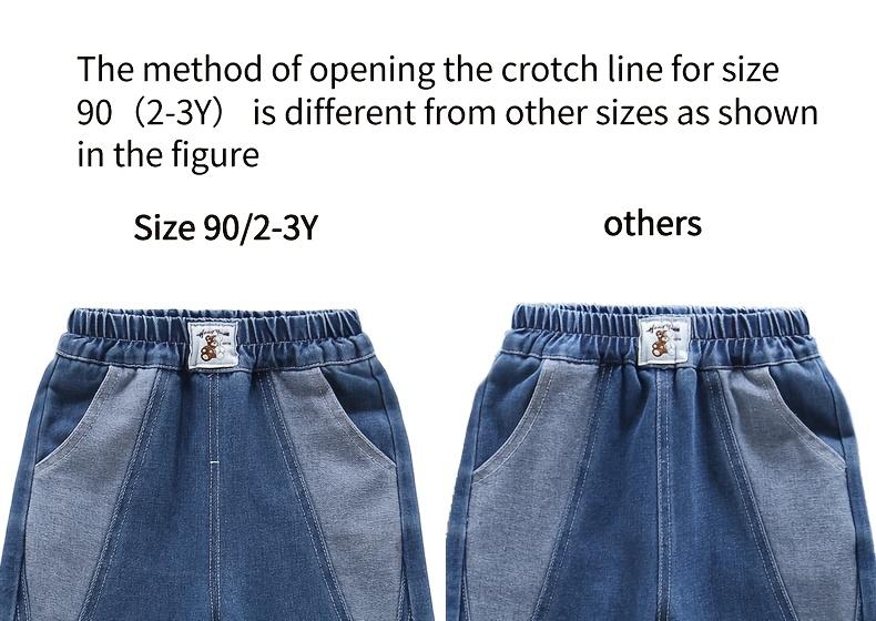 New(New)Boys' Denim Pants Spring/Autumn Long Trousers Fashion Spliced Cuffed Jeans for Kids Comfortable Fit